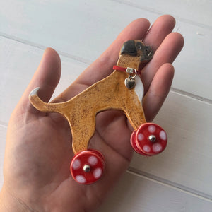 Boxer - Woof on Wheels - Ceramic Ornament