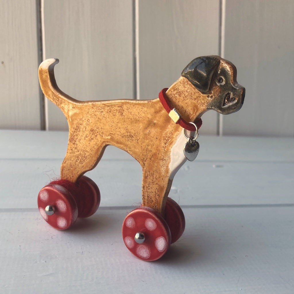Boxer - Woof on Wheels - Ceramic Ornament