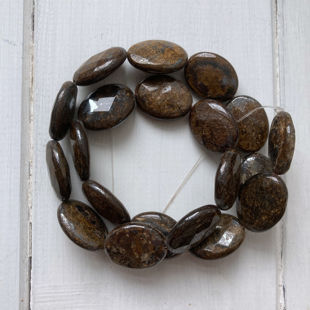 Bronzite Faceted Oval Beads