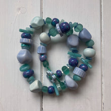 Load image into Gallery viewer, Pastel Blue &amp; Turquoise Chunky Ceramic Necklace
