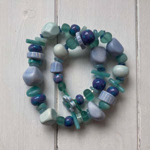 Pastel Blue & Turquoise Chunky Ceramic Necklace