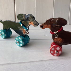 Wind Blown Dachshund "Woof on Wheels"
