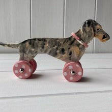 Load image into Gallery viewer, Dapple Dachshund &quot;Woof on Wheels&quot;
