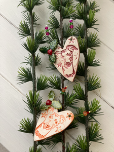 Festive Whippet Heart Decorations - Made to Order