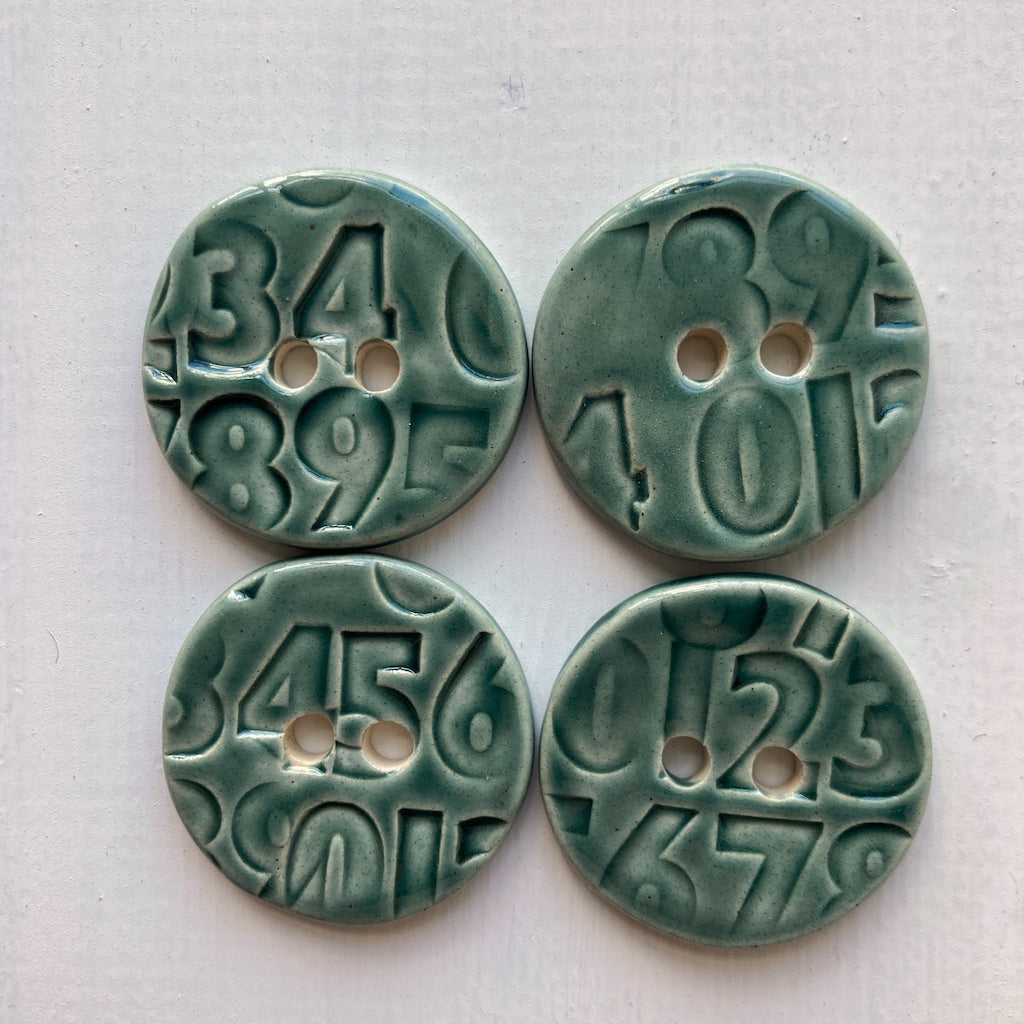 Number Embossed 3cm Button