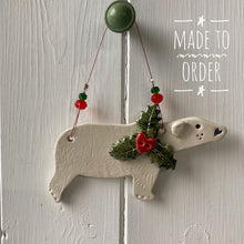 Load image into Gallery viewer, Festive Polar Bear Decoration
