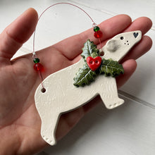 Load image into Gallery viewer, Festive Polar Bear Decoration
