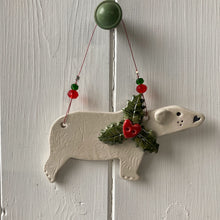 Load image into Gallery viewer, Festive Polar Bear Decoration
