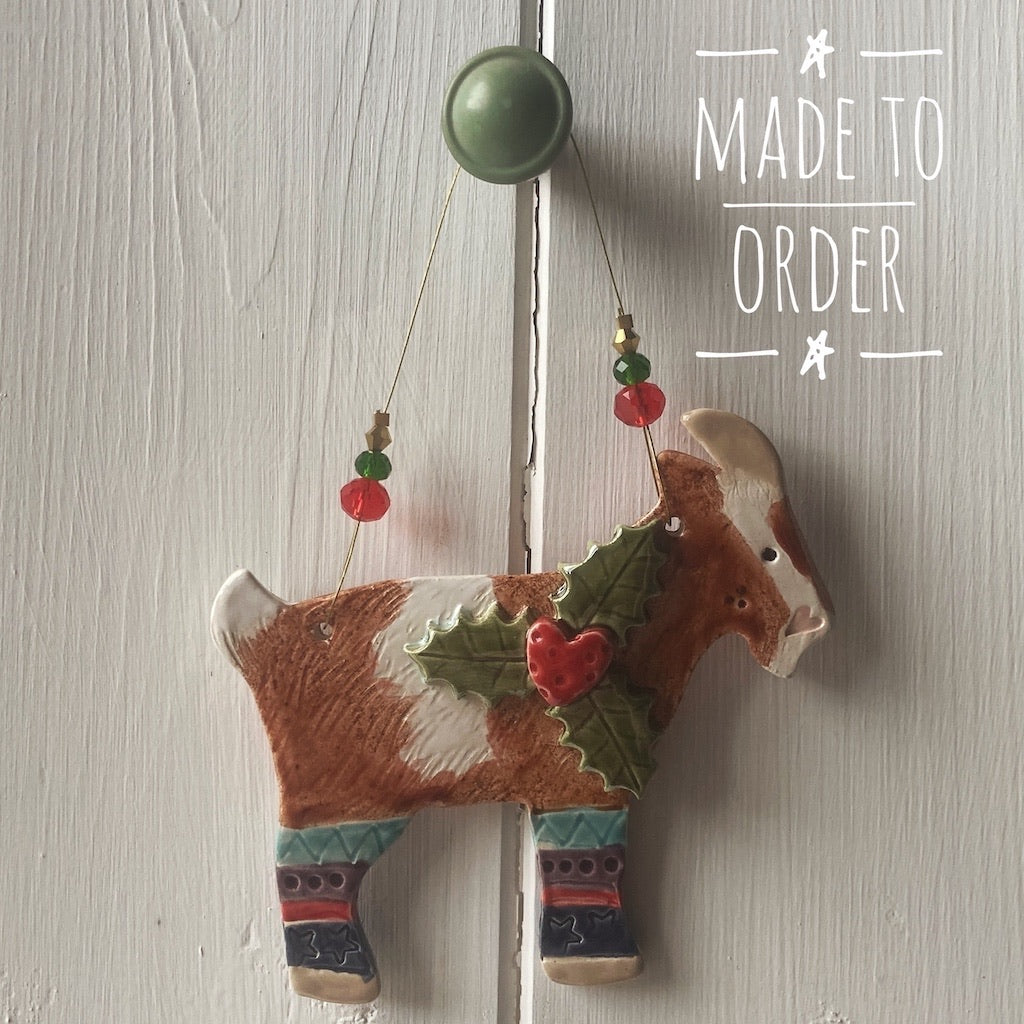 Festive Goat in Leg Warmers - Made to order
