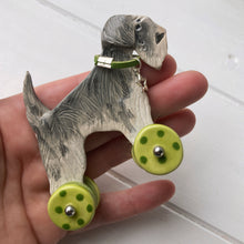 Load image into Gallery viewer, Grey Schnauzer &quot;Woofs on Wheels&quot;
