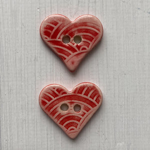 Pair of Love Heart 3cm Buttons