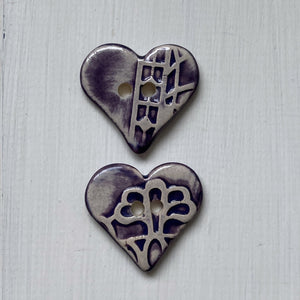 Pair of Love Heart 3cm Buttons