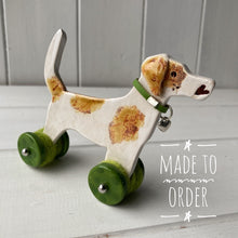 Load image into Gallery viewer, White &amp; Tan Jack Russell Terrier &quot;Woof on Wheels&quot;

