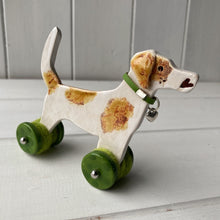 Load image into Gallery viewer, White &amp; Tan Jack Russell Terrier &quot;Woof on Wheels&quot;
