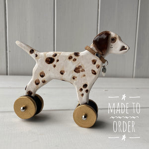 Liver Dalmatian "Woof on Wheels"