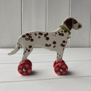 Liver Dalmatian "Woof on Wheels"