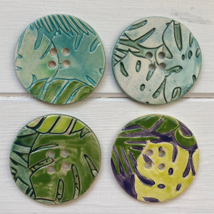 Tropical Embossed Palm 4.5cm Buttons