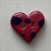 Load image into Gallery viewer, Single Small Spotty Heart Buttons 22mm
