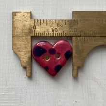 Load image into Gallery viewer, Single Small Spotty Heart Buttons 22mm
