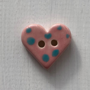 Single Small Spotty Heart Buttons 22mm