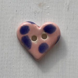 Single Small Spotty Heart Buttons 22mm