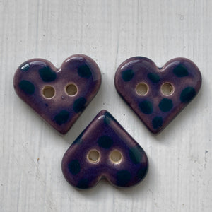 Single Small Spotty Heart Buttons 22mm