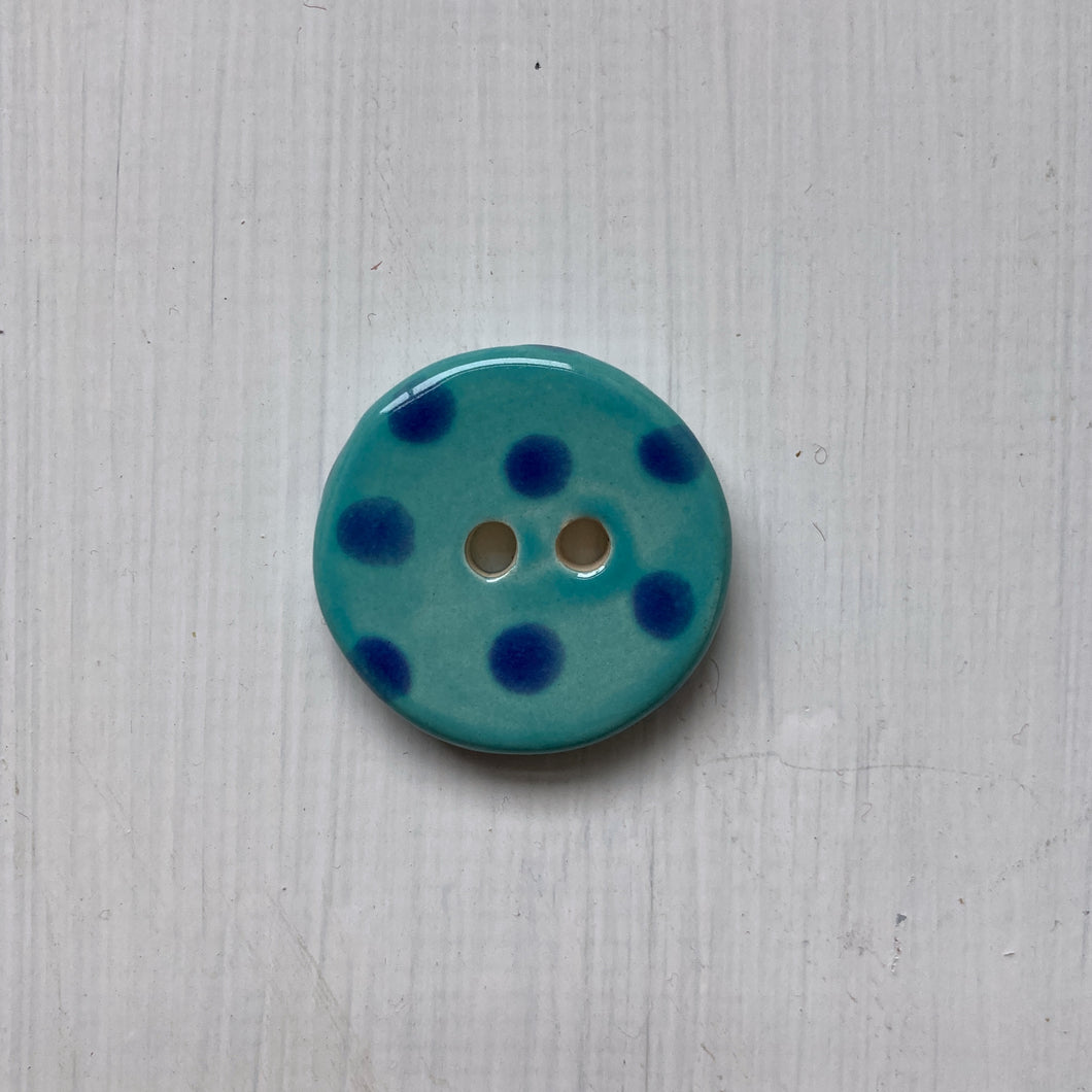 Aqua & Navy Polka Dot 3cm Buttons