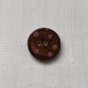 Chocolate & Pink Polka Dot 3cm Buttons