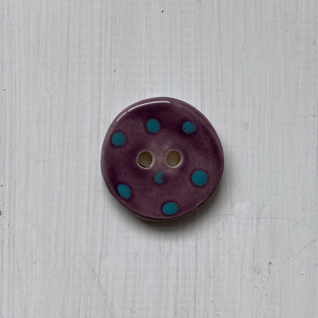 Purple & Aqua Polka Dot 3cm Buttons
