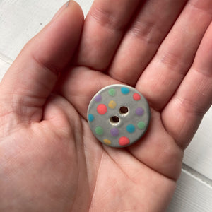 Grey & Multi Polka Dot 3cm Buttons