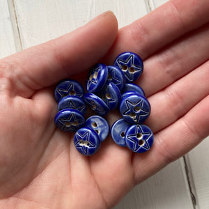 Star Tiny Round Ceramic Buttons 13mm