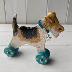 Wire Fox Terrier "Woof on Wheels"